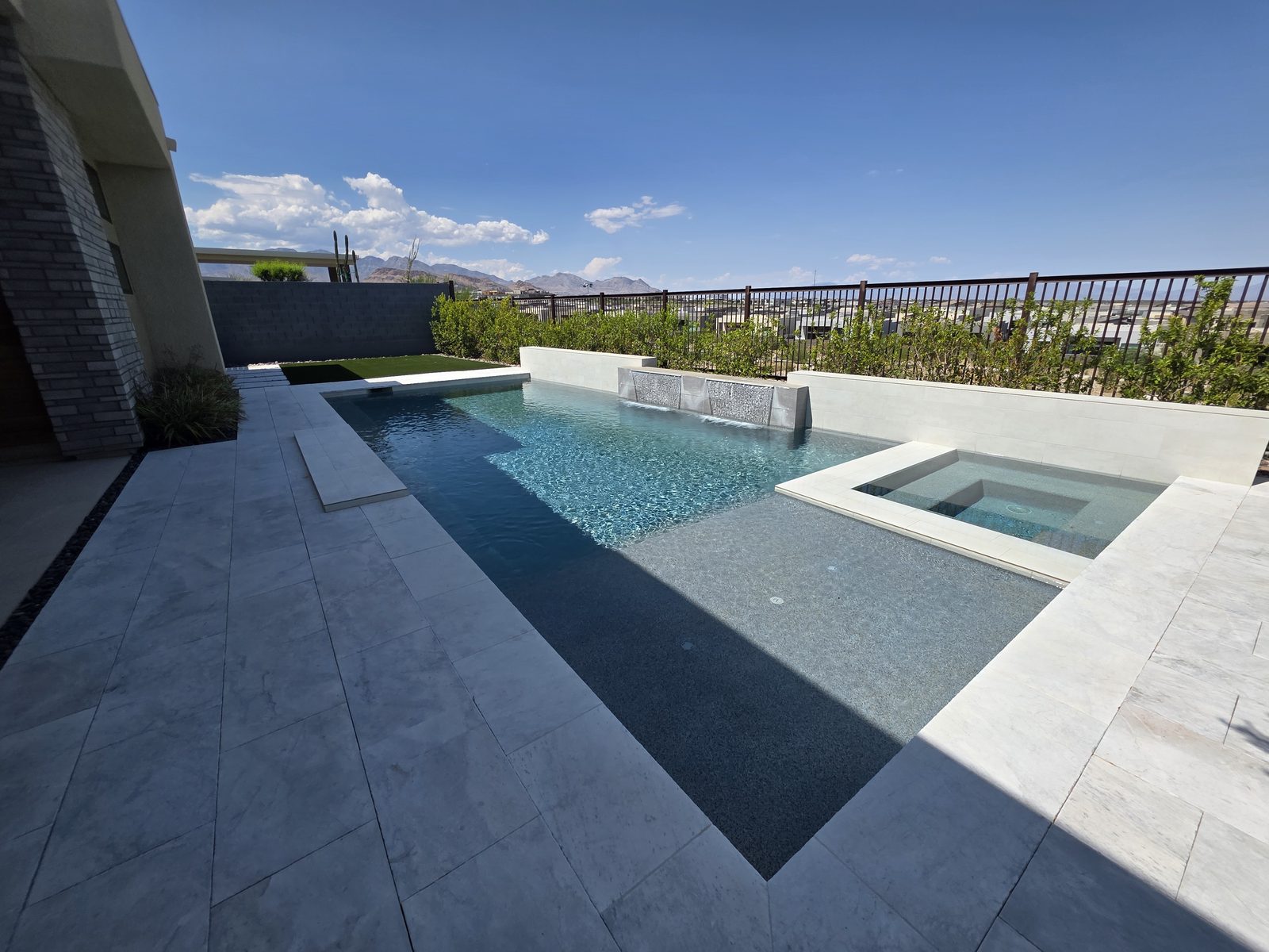 Modern backyard pool and spa inspected in Las Vegas, NV