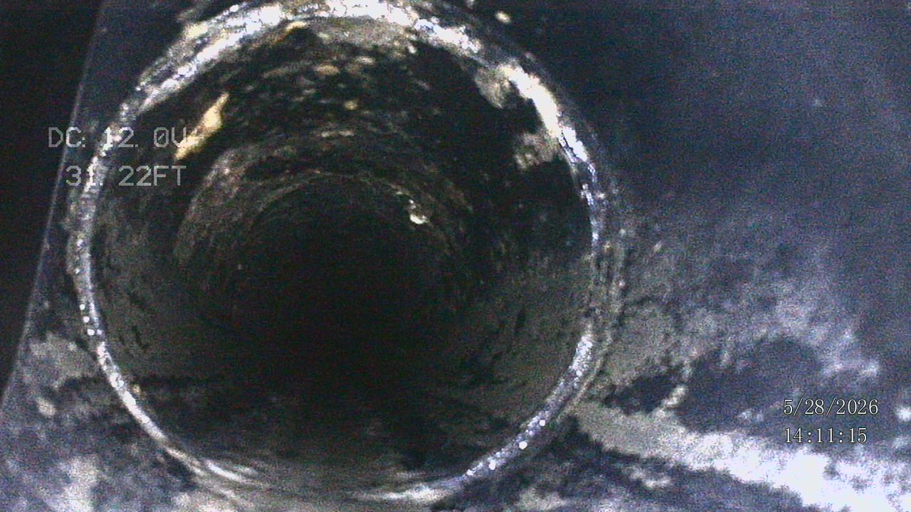 Live sewer scope camera footage from an inspection