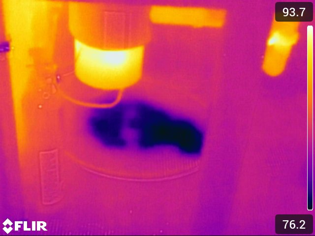 Thermal imaging showing a water leak near a water heater