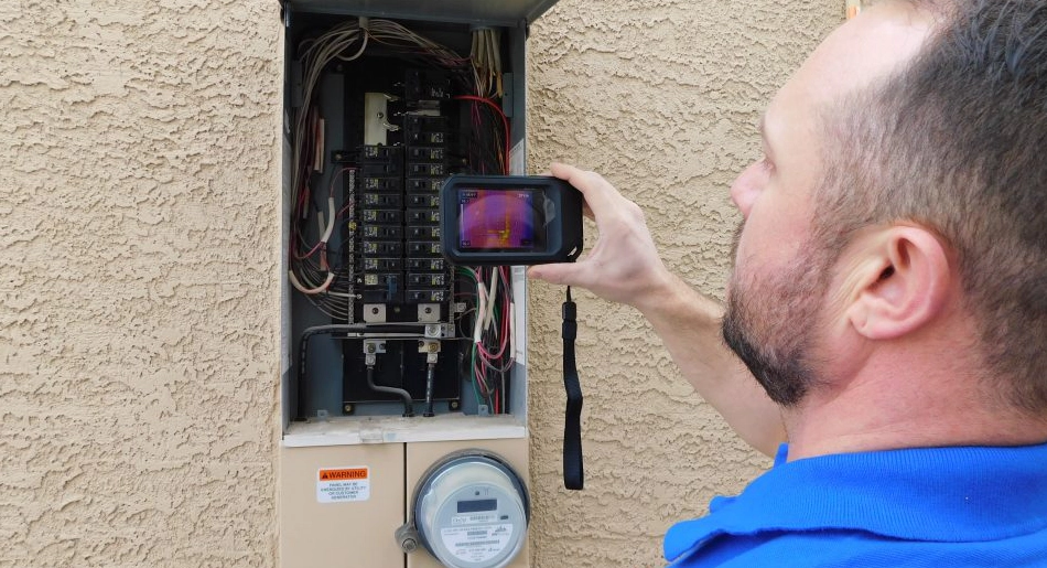 Thermal imaging camera used on an electrical panel